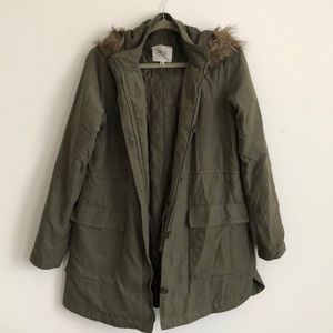 Long green faux fur jacket